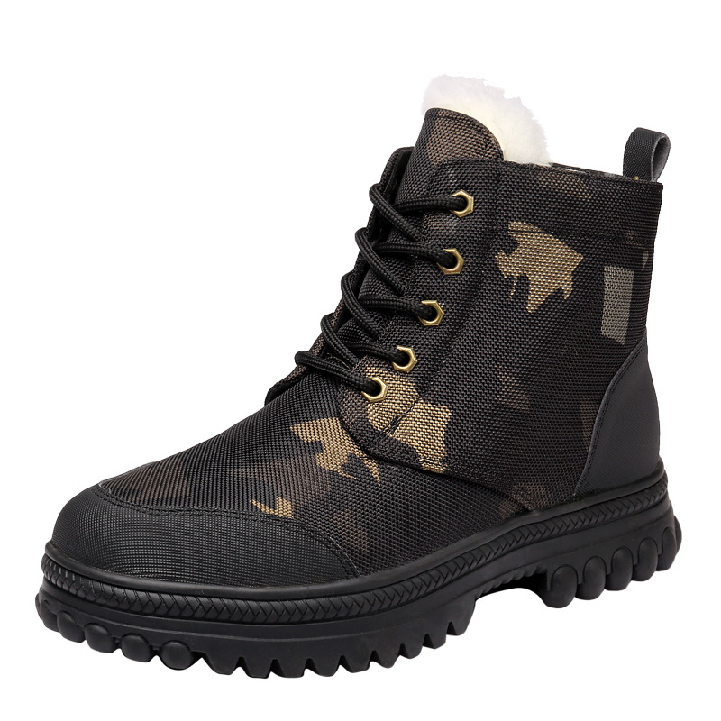 Men Winter Fashion Leisure Sports Camouflage Fleece Lace-Up Thick-Soled Snow Boots Men Winter Fashion Leisure Sports Camouflage Fleece Lace-Up Thick-Soled Snow Boots
